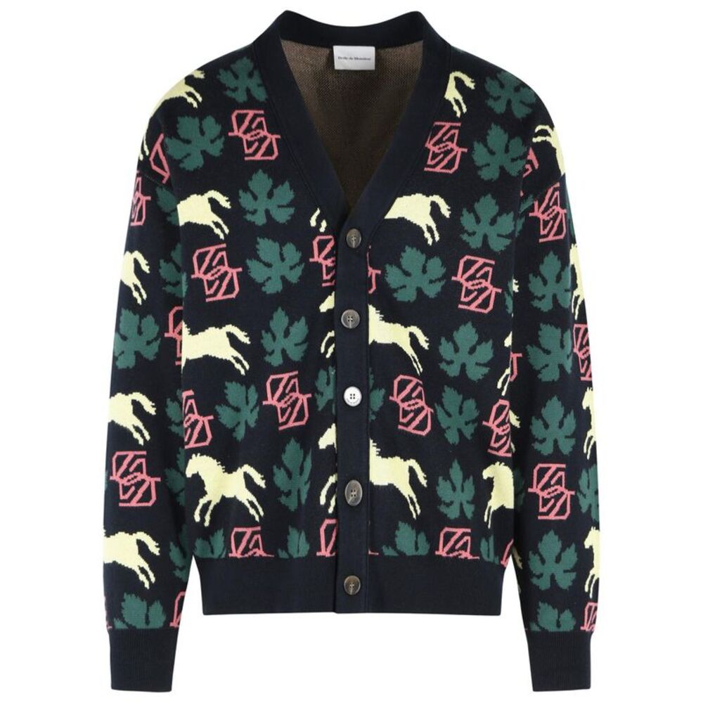 Drole De Monsieur 'Horse Monogram' Navy Cotton Cardigan Men